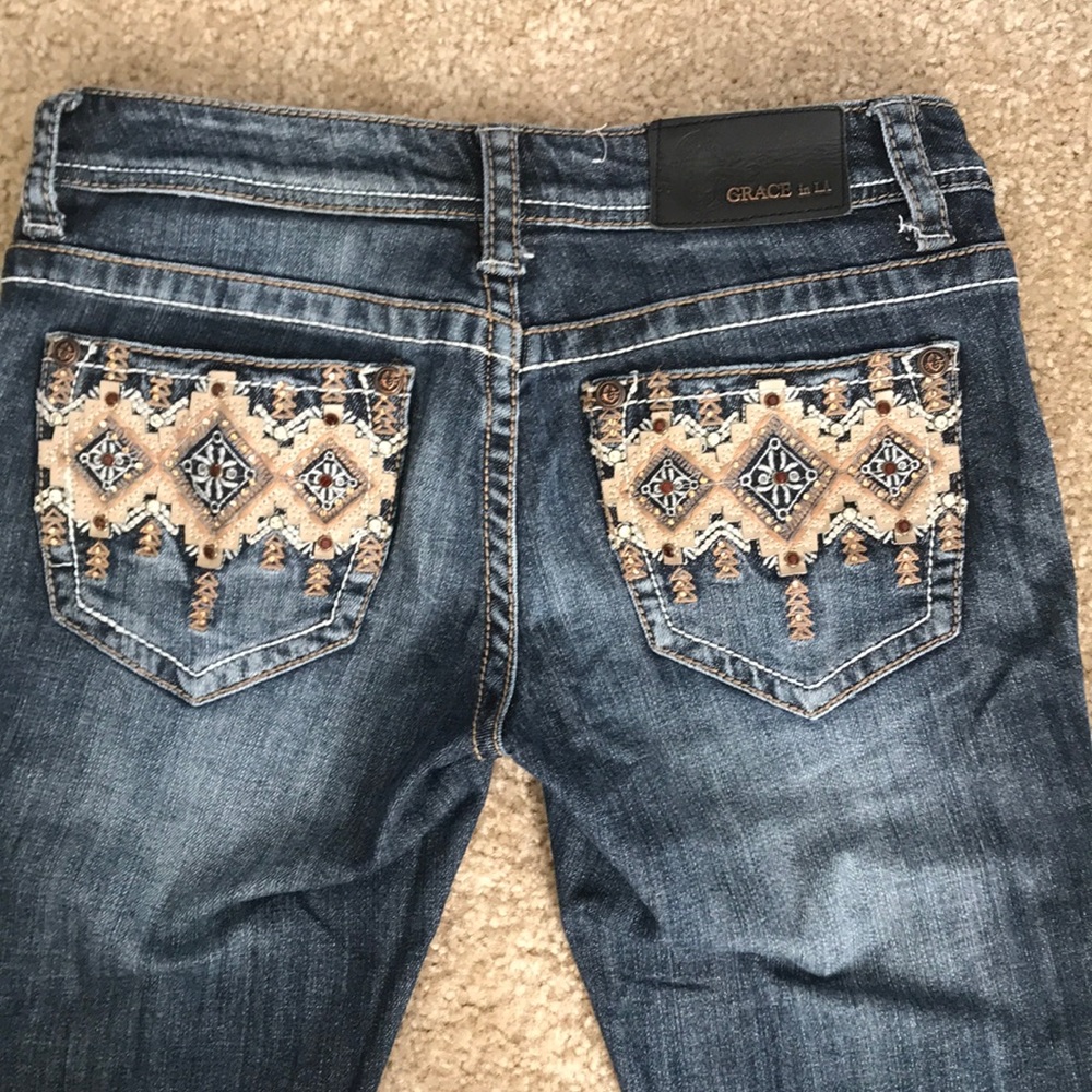 Grace In LA Aztec Print Jeans